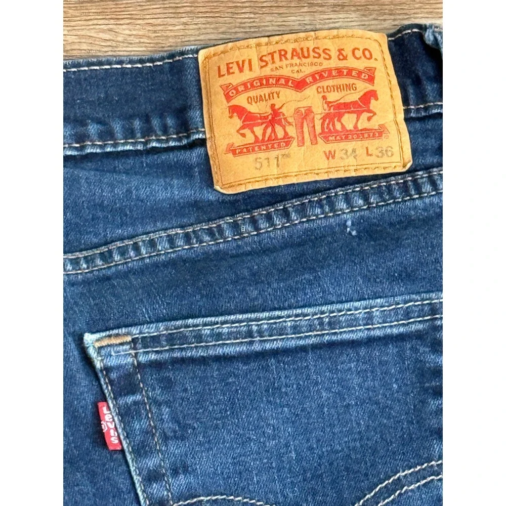 Levis 511 Slim Fit Jeans Mens W34 L36 Dark Wash Blue Denim 04511-1042
